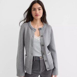 LOFT Tipped Waisted Patch Pocket Cardigan
